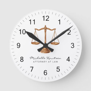 Beruflicher Rechtsanwalt Luxus Gold White Runde Wanduhr