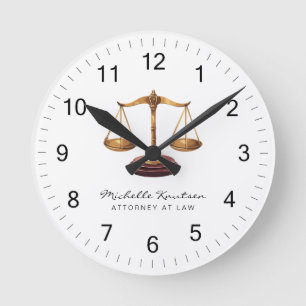 Beruflicher Rechtsanwalt Luxus Gold White Runde Wanduhr