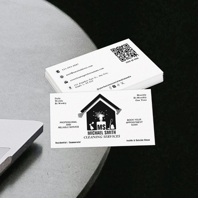 Beruflicher Reinigungsservice Einfache Monogramm-L Visitenkarte (Von Creator hochgeladen)