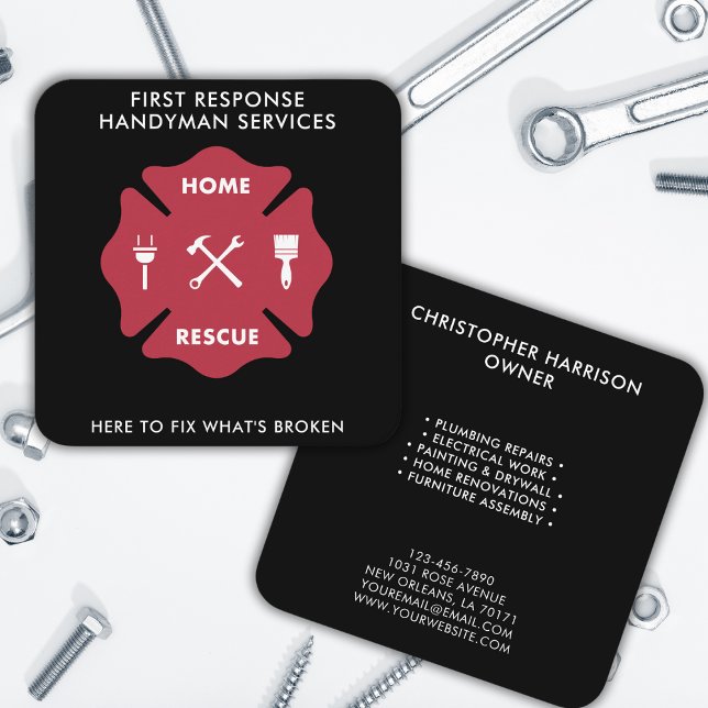Beruflicher Reparaturservice für Handyman Quadratische Visitenkarte (Von Creator hochgeladen)