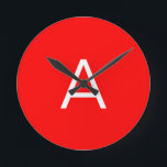 Beruflicher roter Anfangsbuchstabe Runde Wanduhr<br><div class="desc">Diese Vorlage kann an alle persönlichen Beruf angepasst werden.</div>