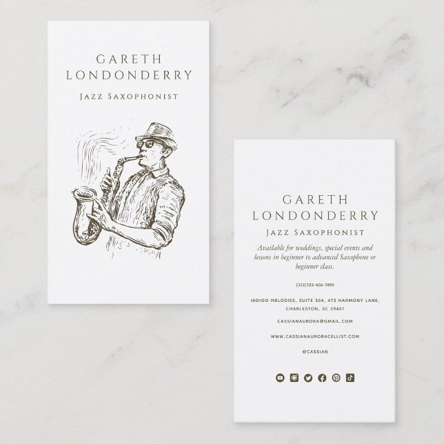 Beruflicher sächsischer Musiklehrer und sächsische Visitenkarte (Professional Saxophonist & Saxophone Music Teacher Business Card)