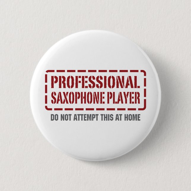 Beruflicher Saxophone-Spieler Button (Vorderseite)