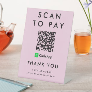 Beruflicher Scan zum Bezahlen von App QR-Code rosa Sockelschild