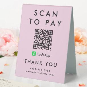 Beruflicher Scan zum Bezahlen von App QR-Code rosa Tischaufsteller