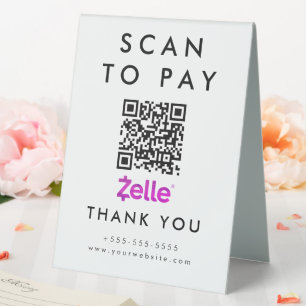 Beruflicher Scan zum Bezahlen von QR-Code in Zelle Tischaufsteller