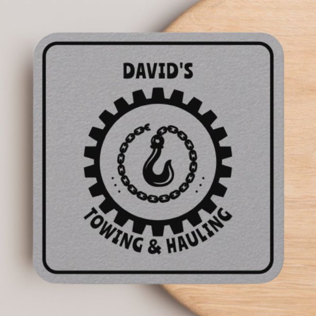 Beruflicher Schleppservice schwarz & grau Quadratische Visitenkarte (Von Creator hochgeladen)