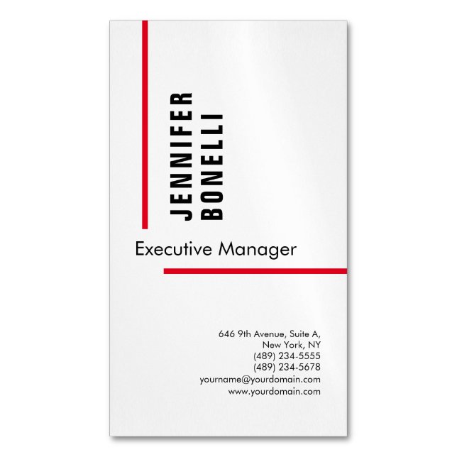 Beruflicher schlicht minimalistischer moderner Sti Magnetische Visitenkarte (Vorderseite Vertikal)
