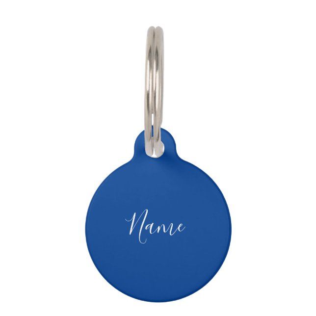 Beruflicher Schlichter Blue Calligraphy Name Haustiermarke (Vorderseite)
