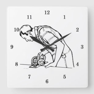 Beruflicher Schreiner Quadratische Wanduhr