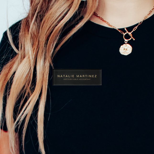 Beruflicher schwarzer und goldener Magnetarbeiter Namenschild (Von Creator hochgeladen)