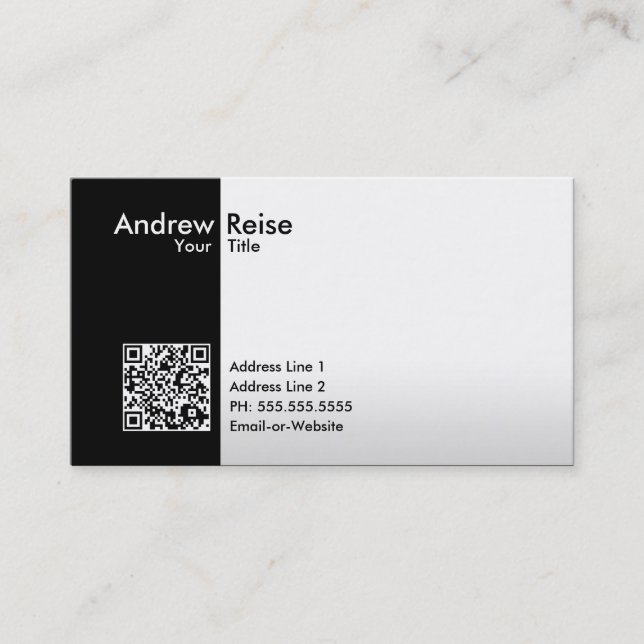 beruflicher schwarzer/weißer QR Code Visitenkarte (Vorderseite)