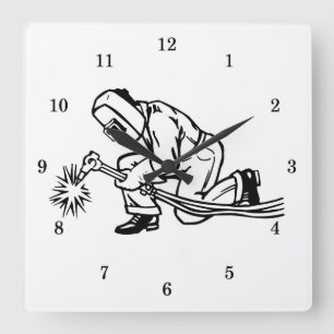 Beruflicher Schweißer Quadratische Wanduhr