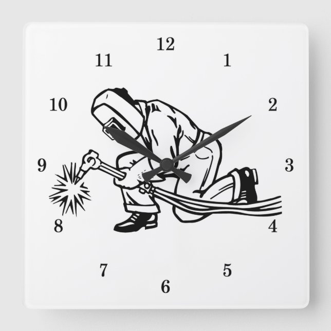 Beruflicher Schweißer Quadratische Wanduhr (Vorderseite)