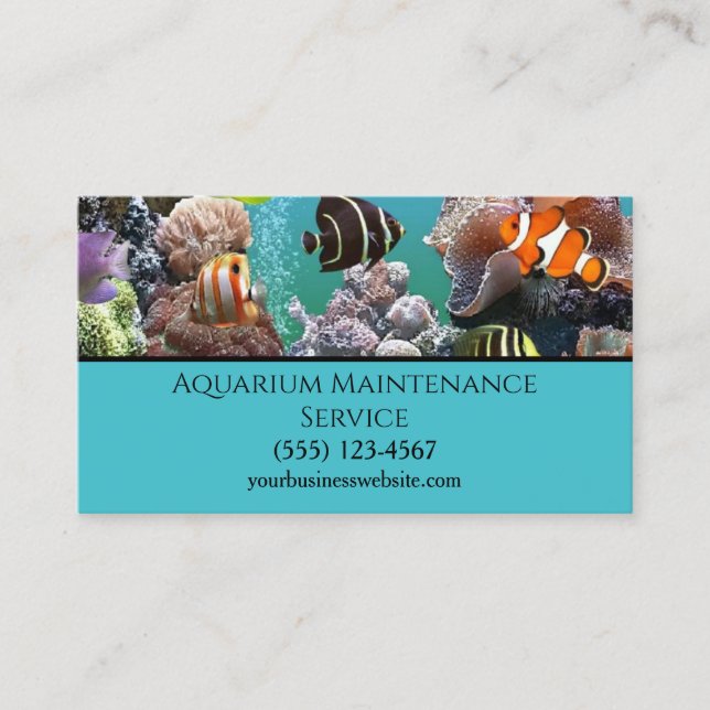 Beruflicher Service zur Pflege des Aquariums Visitenkarte (Vorderseite)