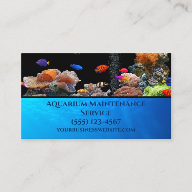 Beruflicher Service zur Pflege des Aquariums Visitenkarte (Vorderseite)