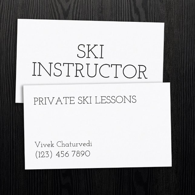 Beruflicher Skilehrer Einfach Visitenkarte (Ski Lessons Professional Instructor Business Card)