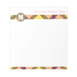 Beruflicher Skriptname Modernes Monogramm Tartan Notizblock