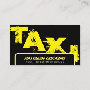 Beruflicher Taxifahrer gelbes Taxi Visitenkarte