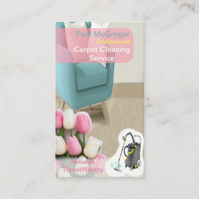 Beruflicher Teppichreinigungsservice Visitenkarte (Vorderseite)