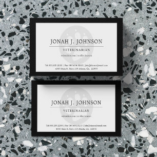 Beruflicher Veterinärdienst   Dog Paw Black Border Visitenkarte