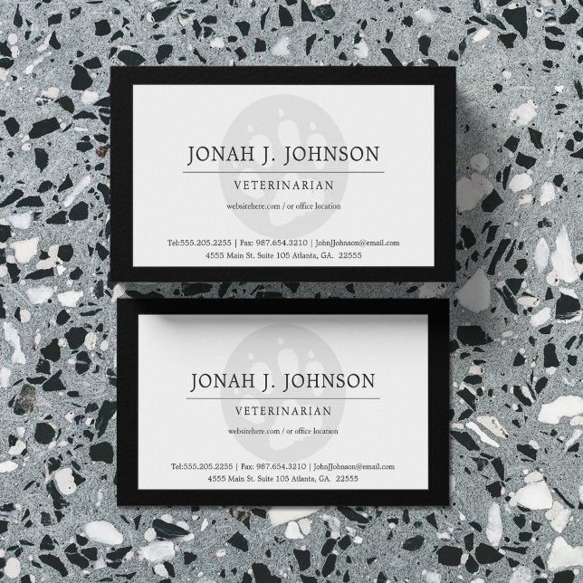 Beruflicher Veterinärdienst | Dog Paw Black Border Visitenkarte (Von Creator hochgeladen)