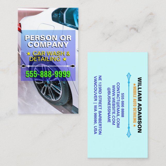 Beruflicher Wash & Detection für Mobilfahrzeuge Visitenkarte (Vorne/Hinten)
