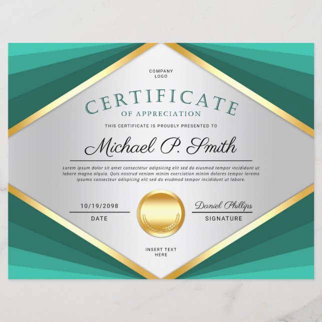 Beruflicher Zertifikatsschein (Vorderseite)