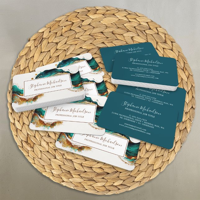Berufliches Aquamarines Gold Abstrakt Visitenkarte (Professional Modern Teal Gold Abstract Business Card)