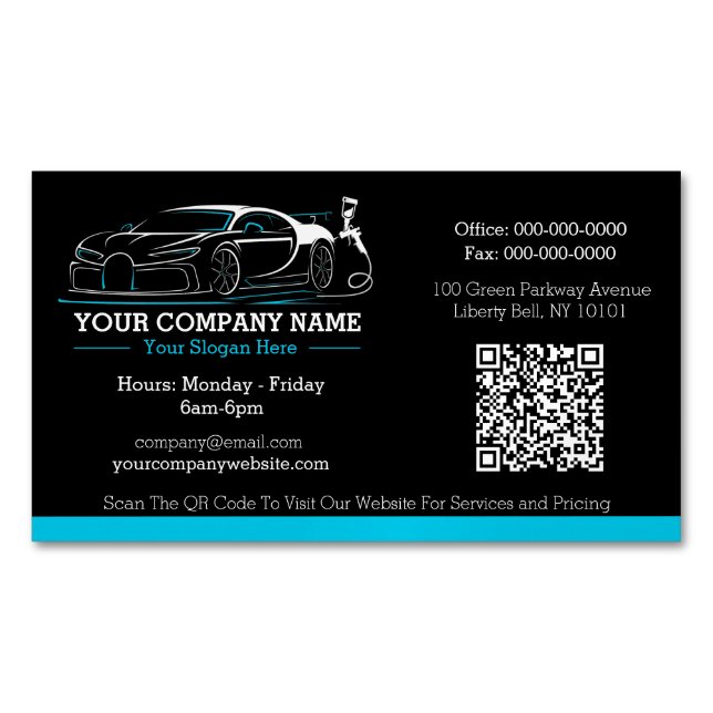 Berufliches Auto Body Paint Shop Automotive Magnetische Visitenkarte (Vorderseite)