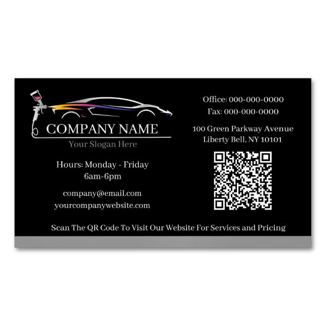 Berufliches Auto Body Paint Shop Automotive Magnetische Visitenkarte (Vorderseite)