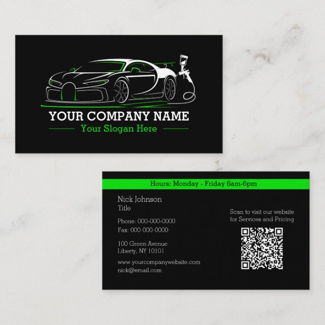 Berufliches Auto Body Paint Shop Automotive Visitenkarte (Vorne/Hinten)