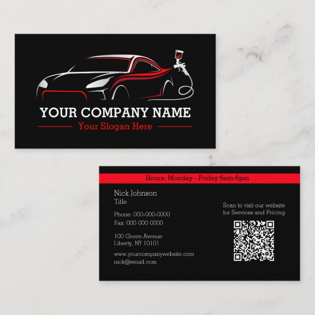 Berufliches Auto Body Paint Shop Automotive Visitenkarte (Vorne/Hinten)