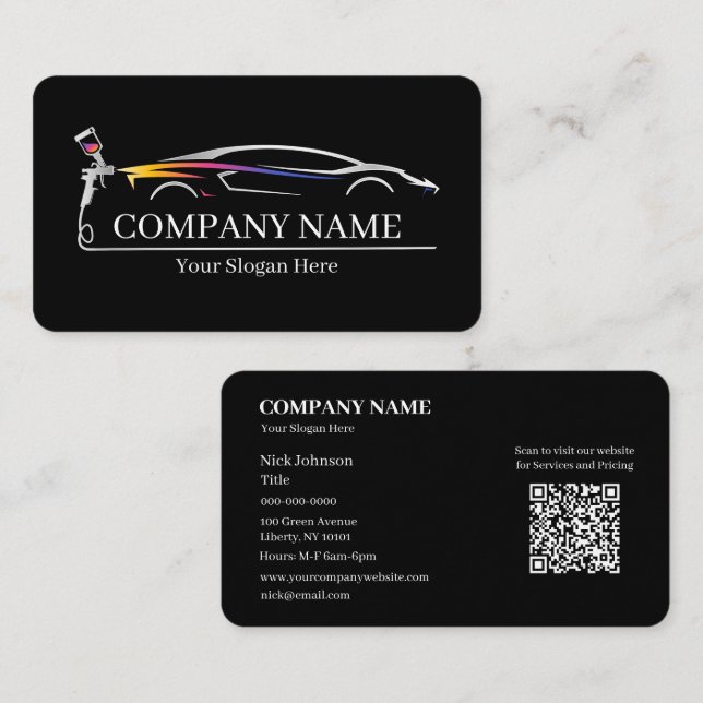 Berufliches Auto Body Paint Shop Automotive Visitenkarte (Vorne/Hinten)