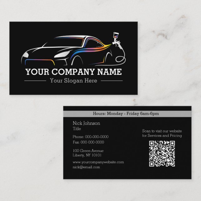 Berufliches Auto Body Paint Shop Automotive Visitenkarte (Vorne/Hinten)