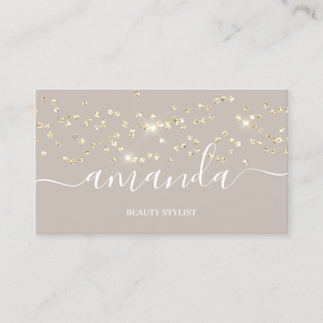 Berufliches Beauty Makeup Logo Gold Confetti Hair Visitenkarte (Vorderseite)