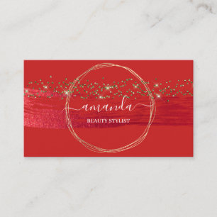 Berufliches Beauty Makeup Logo Gold Red Confetti Visitenkarte