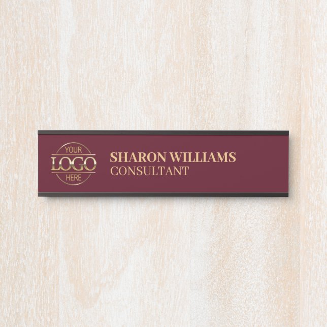 Berufliches, benutzerdefiniertes Gold-Burgundy-Log Türschild (Vorderseite )