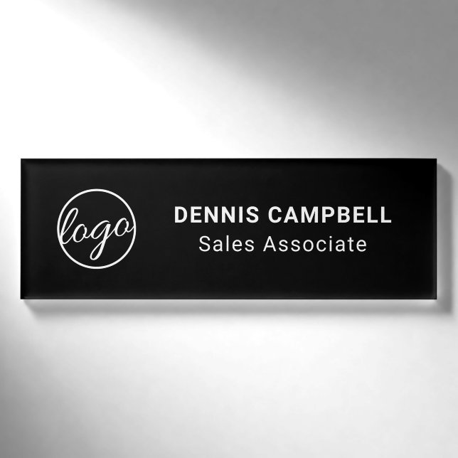 Berufliches Black Business-Logo Namenschild (Vorderseite)