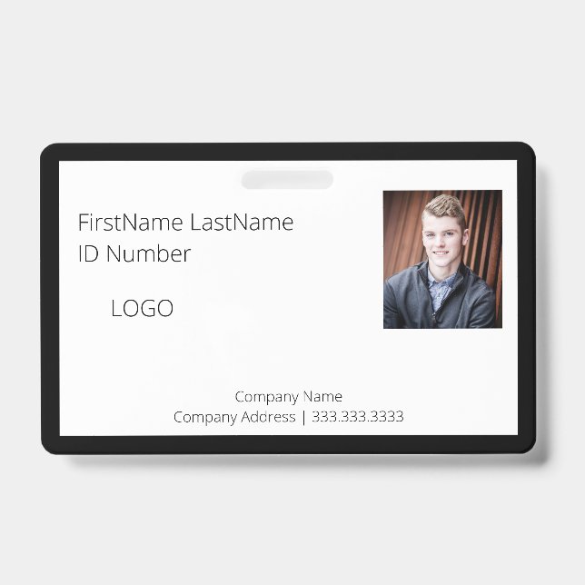 Berufliches Black Employee-ID-Abzeichen mit Strich Ausweis (Front)