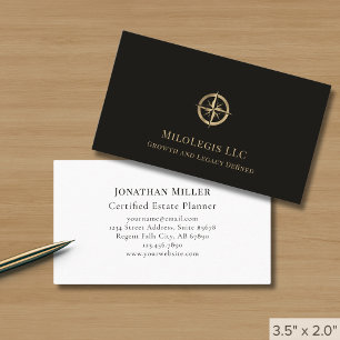 Berufliches Black-Gold-Compass-Logo Visitenkarte