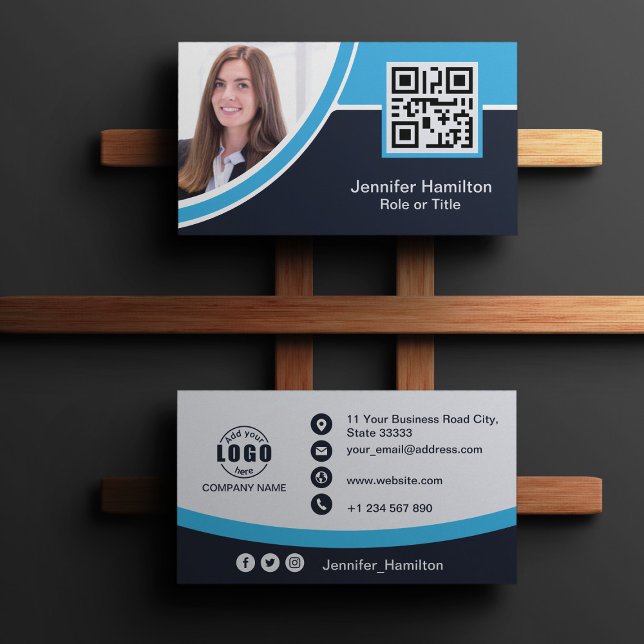 Berufliches Blau hinzufügen des QR-Code-Fotos für  Visitenkarte (Von Creator hochgeladen)