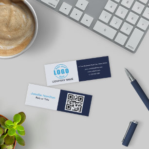 Berufliches Blau hinzufügen Sie Ihre Logo-QR Mini Visitenkarte