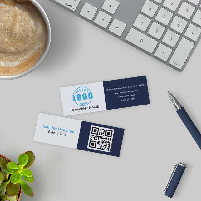 Berufliches Blau hinzufügen Sie Ihre Logo-QR Mini Visitenkarte (Von Creator hochgeladen)