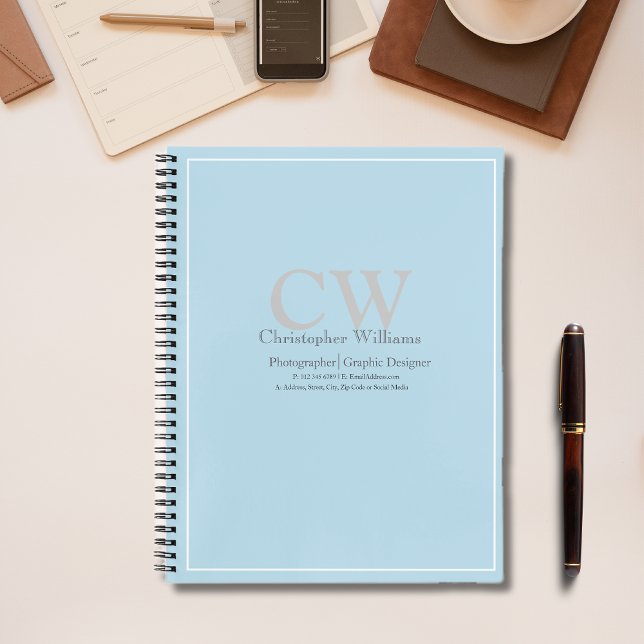 Berufliches Blau Minimalistisch Notizbuch (Von Creator hochgeladen)