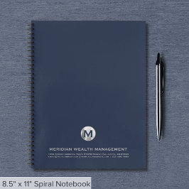 Berufliches Blau und Silver Business Monogram Notizbuch