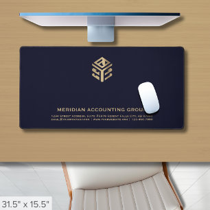 Berufliches blaues Gold-Logo für Navy Schreibtischunterlage