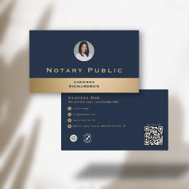 Berufliches Blue & Gold Foto Notar Business QR Visitenkarte