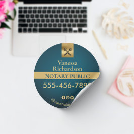 Berufliches Blue & Gold Notar-Marketing Runder Aufkleber