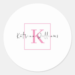 Berufliches Branding-Logo Rosa-Script-Monogramm Runder Aufkleber